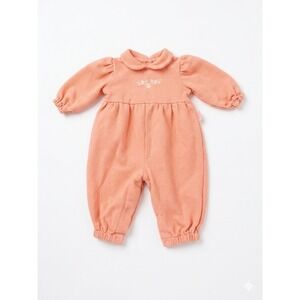 VTG Lullaby Club Baby Girl Romper 6-9M Peach Pink Waffle Knit Floral Cotton